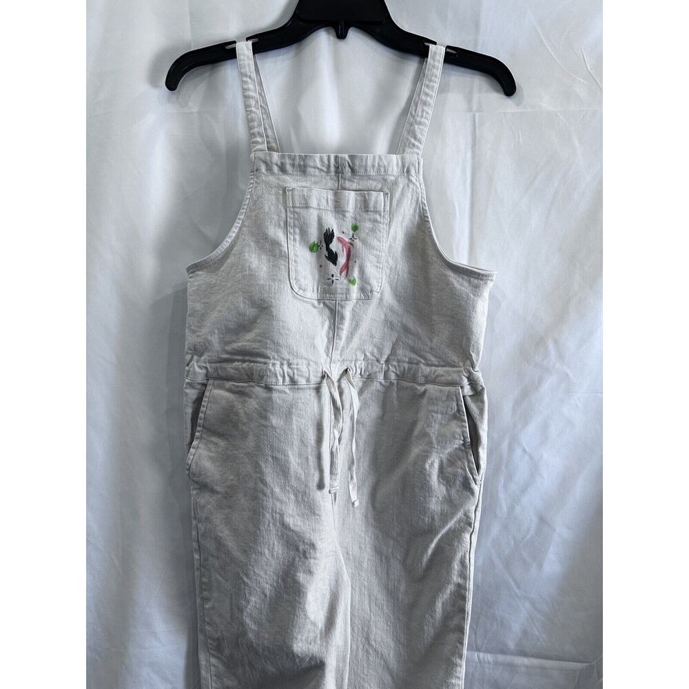 Girls' Free Assembly Ivory Denim Overall Beige 18 With Illustrated Drawings